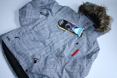 kurtka snowboardowa Campus PROXIMA JCK biały/niebieski/czerwony/kratka